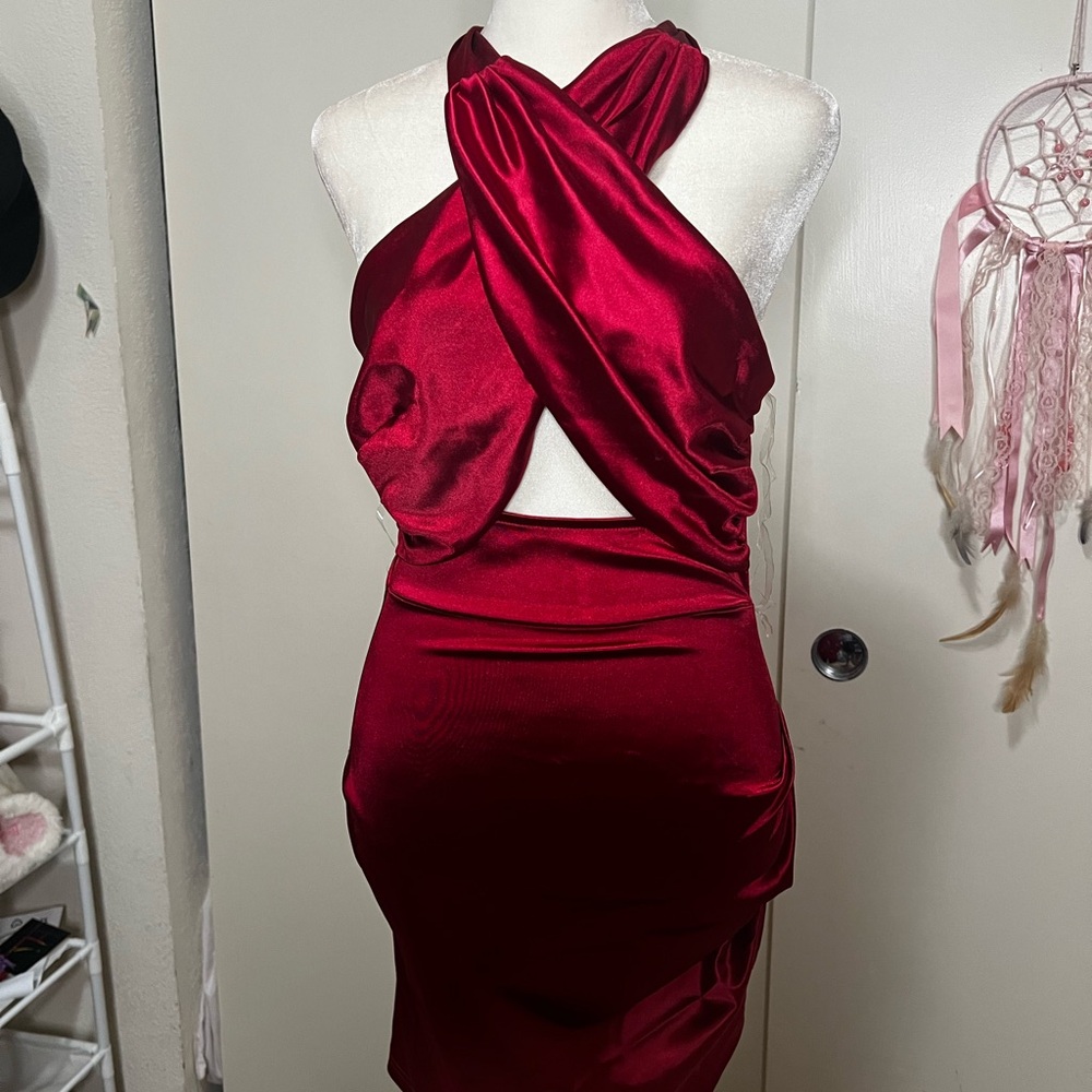 Elegant Red Satin Dress